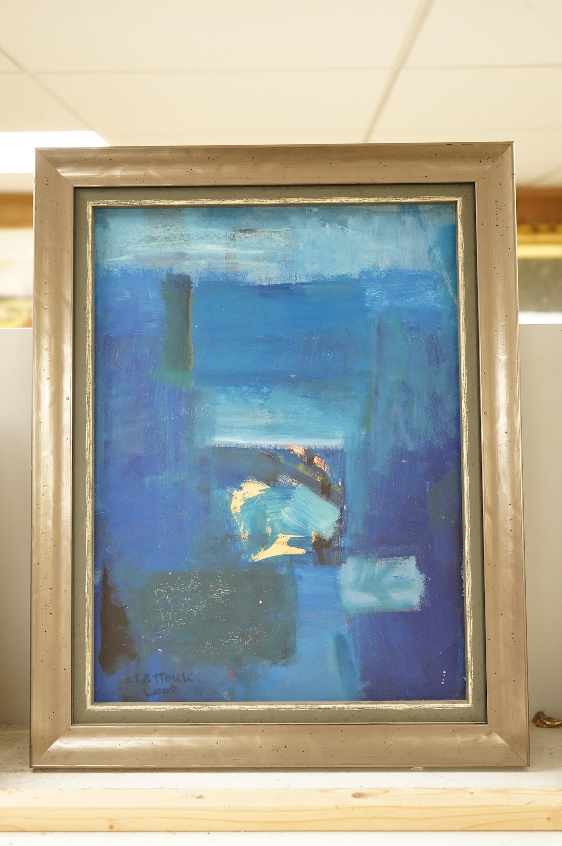 Chucrallah Fattouh (Lebanese, b.1956), Abstract, signed and dated 2002, oil on board, 39 x 29cm